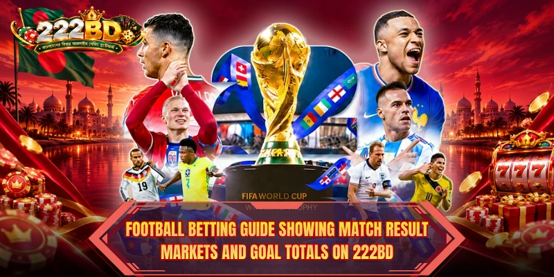 Football Betting Guide showing match result markets and goal totals on 222BD Football Betting Guide showing match result markets and goal totals on 222BD