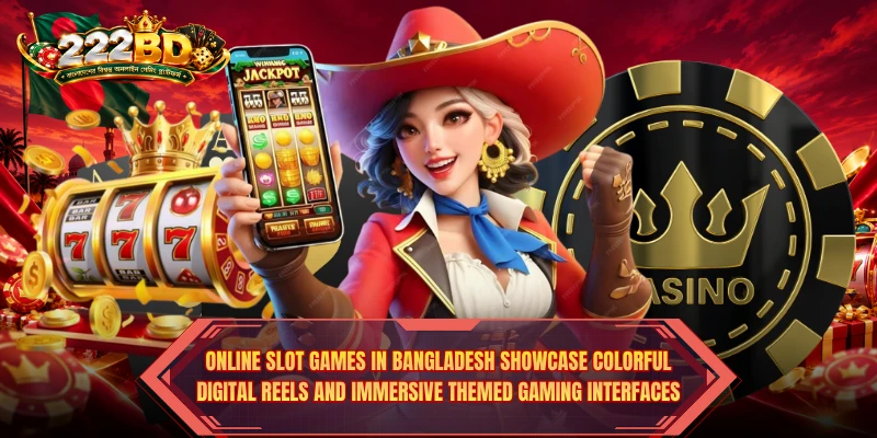 Online Slot Games in Bangladesh showcase colorful digital reels and immersive themed gaming interfaces.